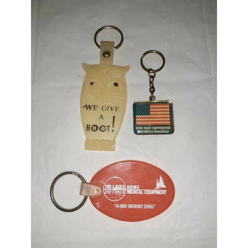 Lot Of 3 Advertising Keychains VFW Landscaping Medical Equipment